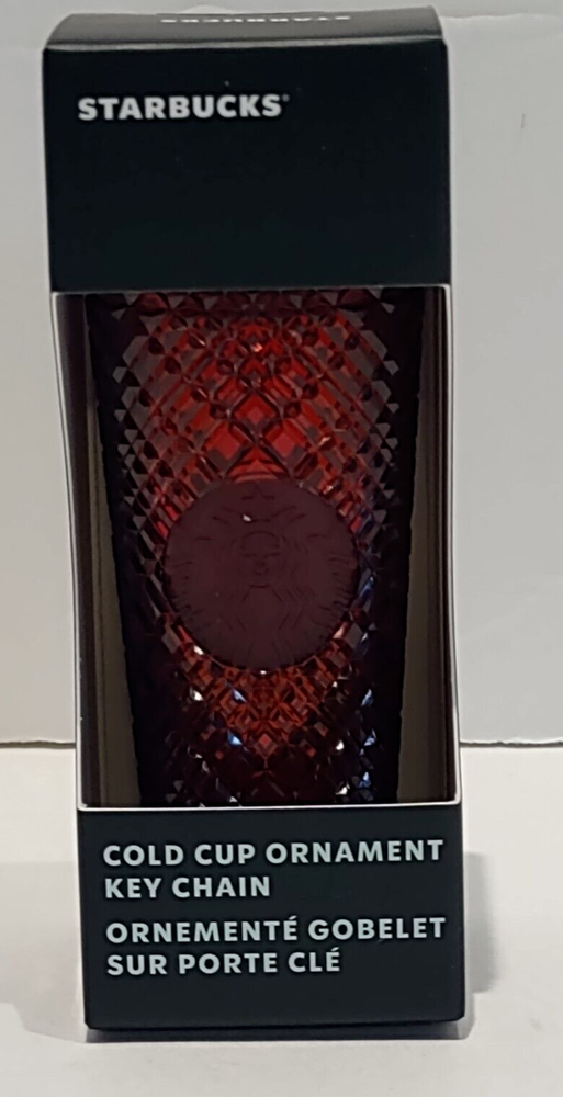 Starbucks 2022 Red Studded Ornament Keychain Cold Cup Brand New in Box-image