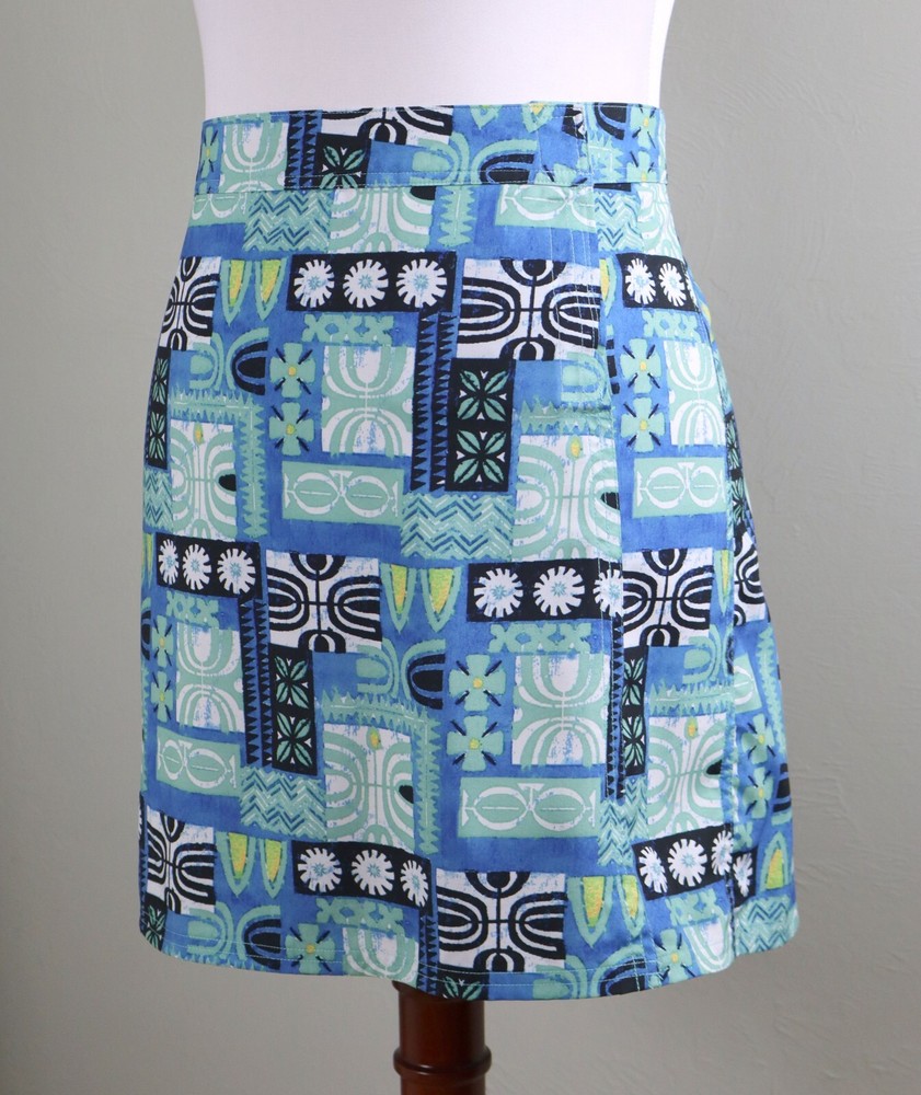 RIP SKIRT Hawaii Tribal Geo Print True Wrap Casual Flounce Back Skirt Size Large