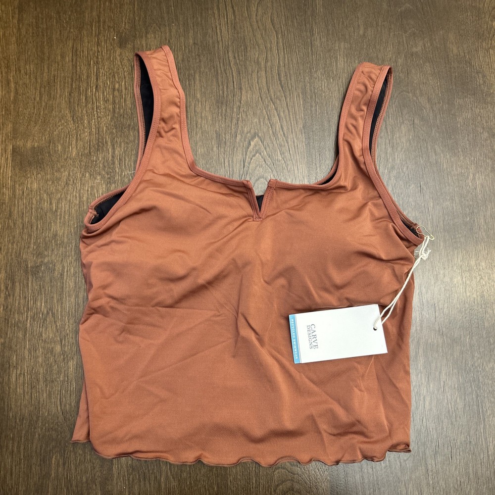 Carve Designs Tankini Swim Top - Penny Brown- Built-In Bra Size Small