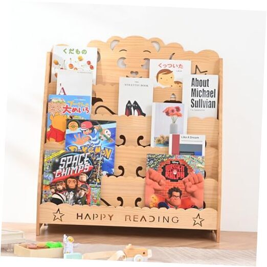 Kids Bookshelf 5 Tier Toy Storage Cabinet Organizer,Toddler Book Wooden-bear1