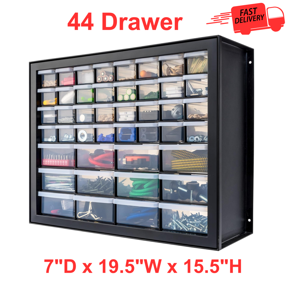 44-Drawer Plastic Parts Organizer Cabinet for Tools & Hardware Storage
