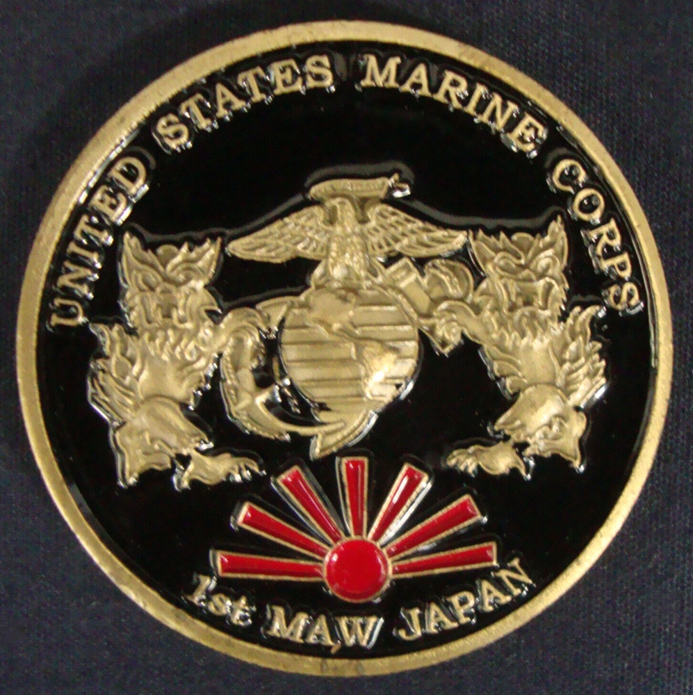 US Marine Corps 1st MAW Japan Challenge Coin Marine Aircraft Wing Vintage