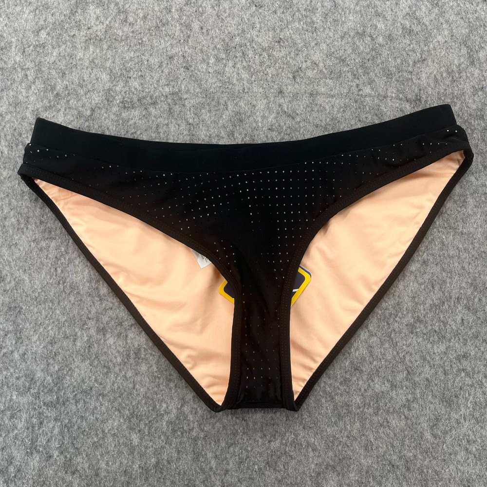 Fabletics Valentina Bikini Swim Bottom Peach Black Womens L UV Protection NEW