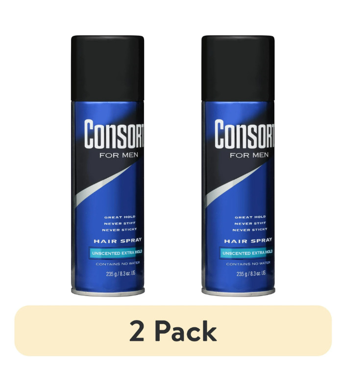 (2 pack) Consort Unscented Extra Hold Hair Spray for Men, 8.3 oz.Shine Enhancing