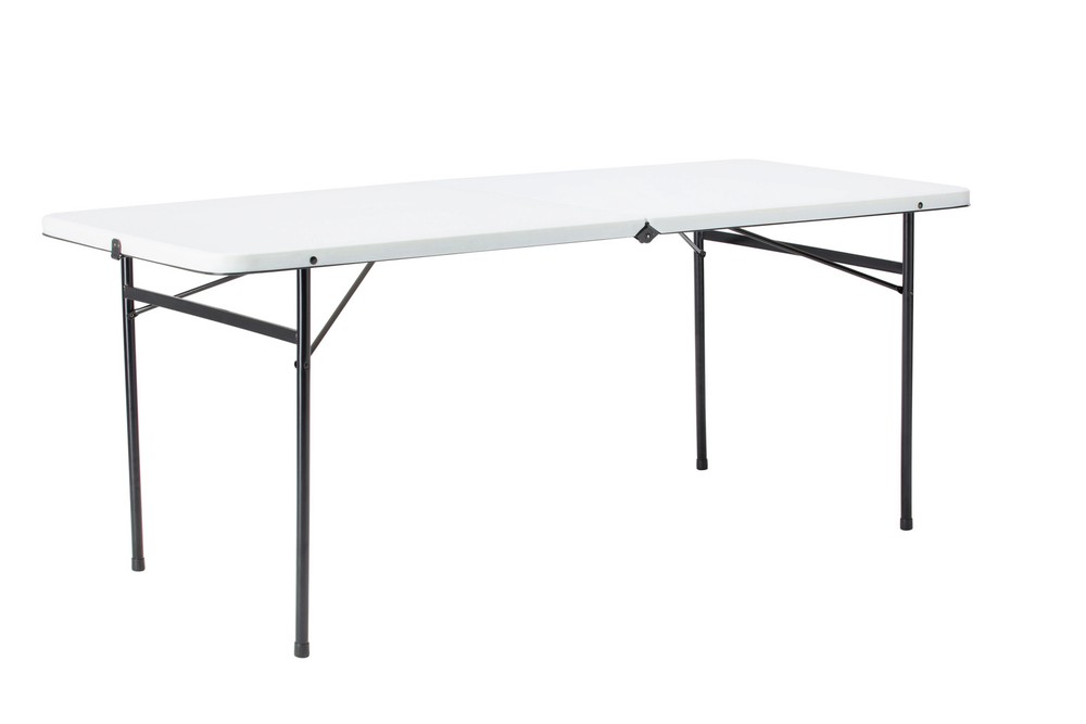 6ft Black Bi-Fold Plastic Folding Table Portable for Parties Picnics Camping