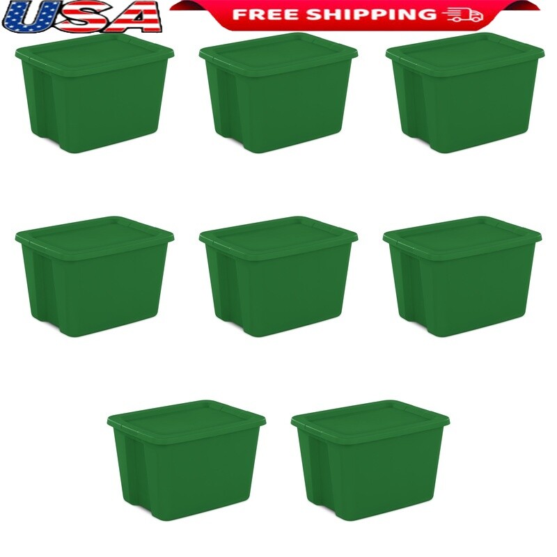 18-Piece Large 18-Gallon Stackable Plastic Storage Bins with Lids