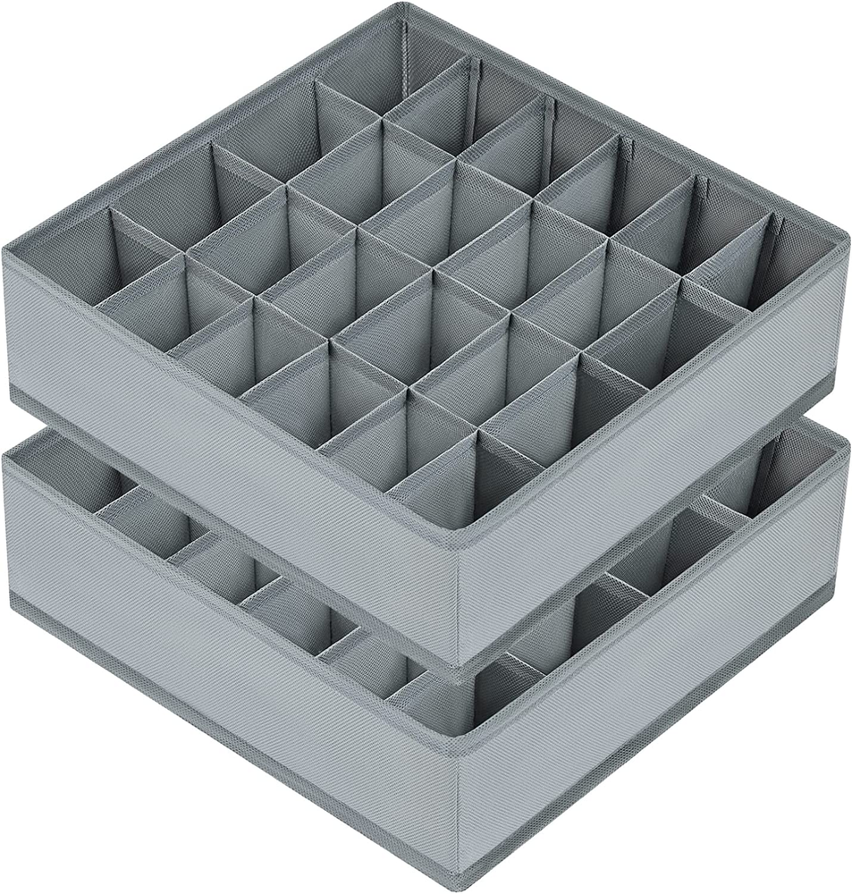 Joyoldelf 2-Pack Sock Drawer Organizer with 24 Cells for Underwear Storage