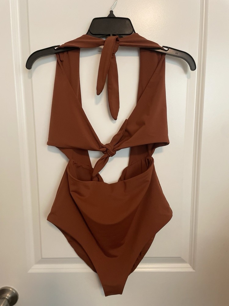 Mara Hoffman Women’s Maddy Cut-Out One Piece Swimsuit Size XL Brown
