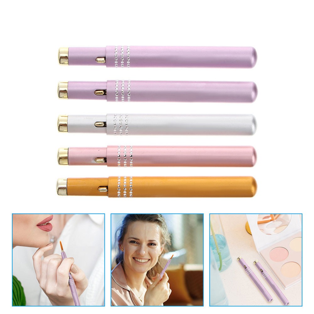 5 Retractable Travel Lip Brushes for Lipstick - Telescopic Makeup Set  