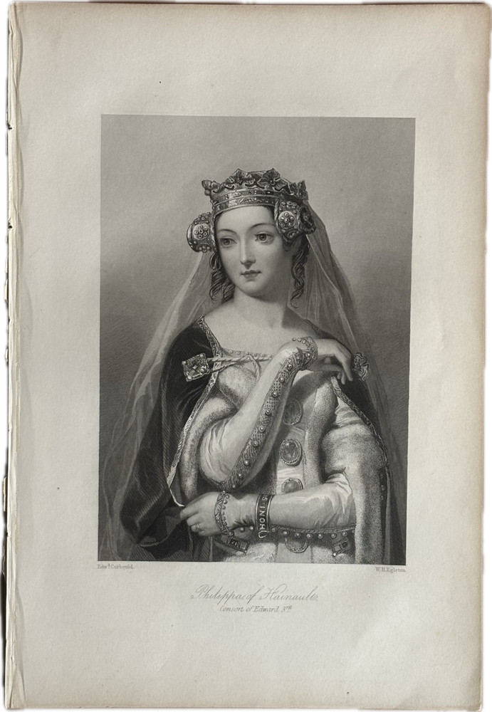 Mid-to-late 19th Century Engraving Philippa of Hainault, Queen of England