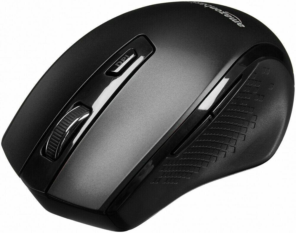 AmazonBasics Ergonomic Wireless Mouse with Adjustable DPI - Black-image