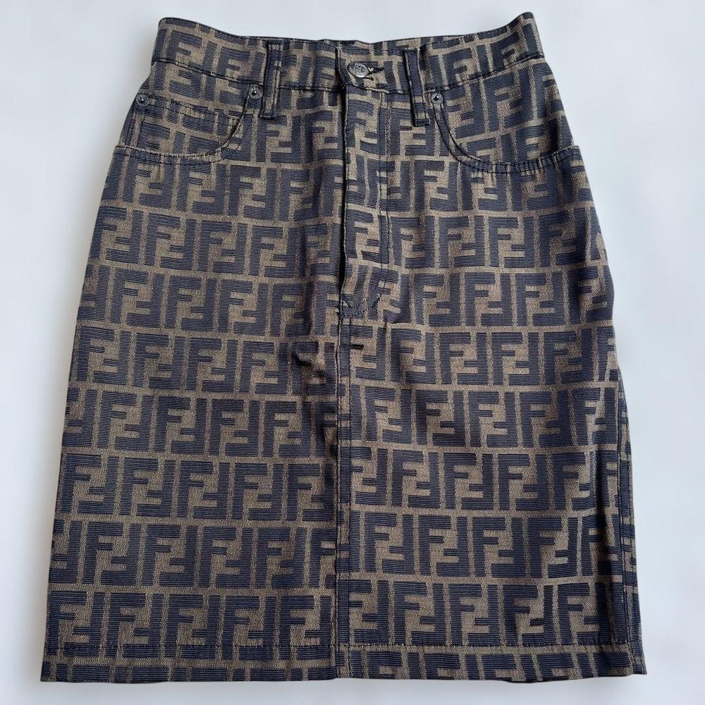FENDI Zucca Monogram Jacquard Skirt - Size 40 (US 26) from japan
