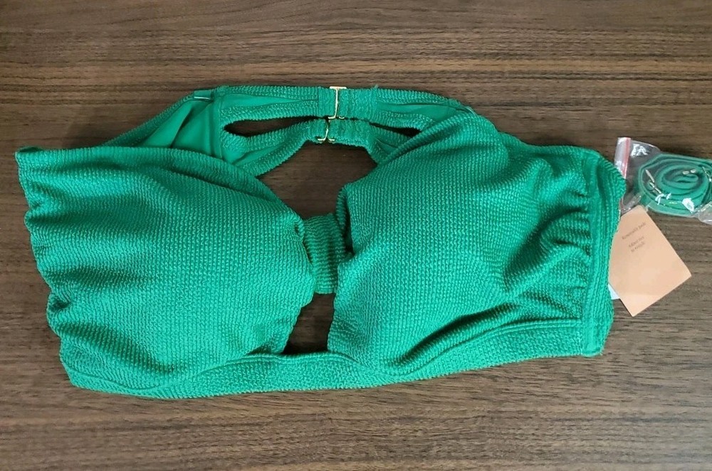 Shade & Shore pucker textured tab front bandeau bikini top Women's Size 3x