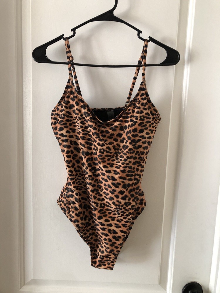 Womens Cheetah Print One Piece Swimsuit Size M