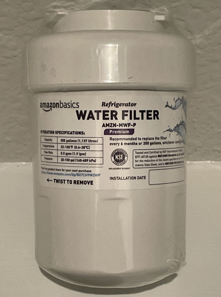 AmazonBasics GE MWF Refrigerator Water Filter Replacement for Premium Clean Water, Compatible with GE, Hotpoint, and RCA Models-image