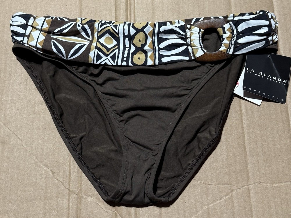 Women’s Size 14 La Blanca By Rod Beattie Brown Swim Bikini Bottom NWT