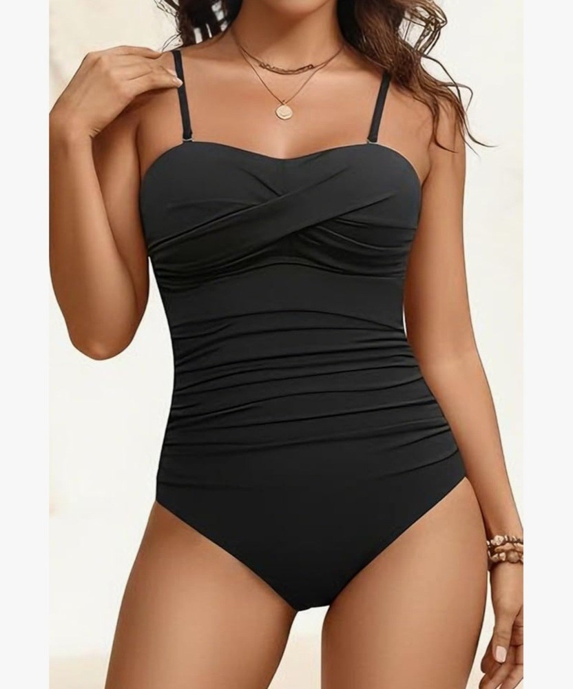Yonique Womens Strapless One Piece Swimsuit Tummy Control Bandeau Bathing...Sz L