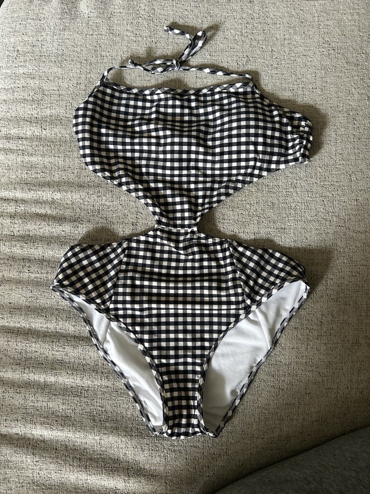 Abercrombie Black & White Checkered Swimsuit Size Small (No padded Inserts)