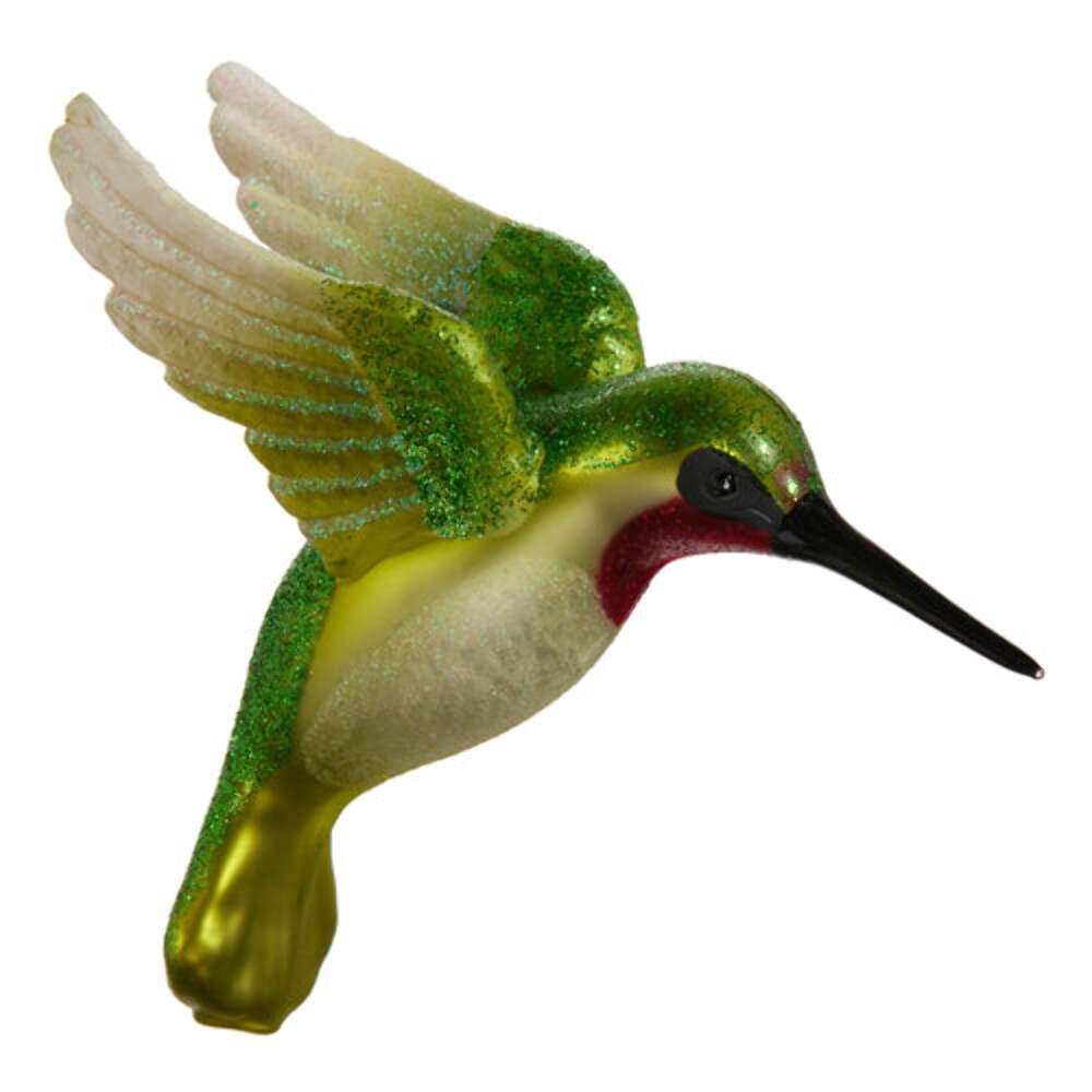 Green Glittered Hummingbird Ornament 4