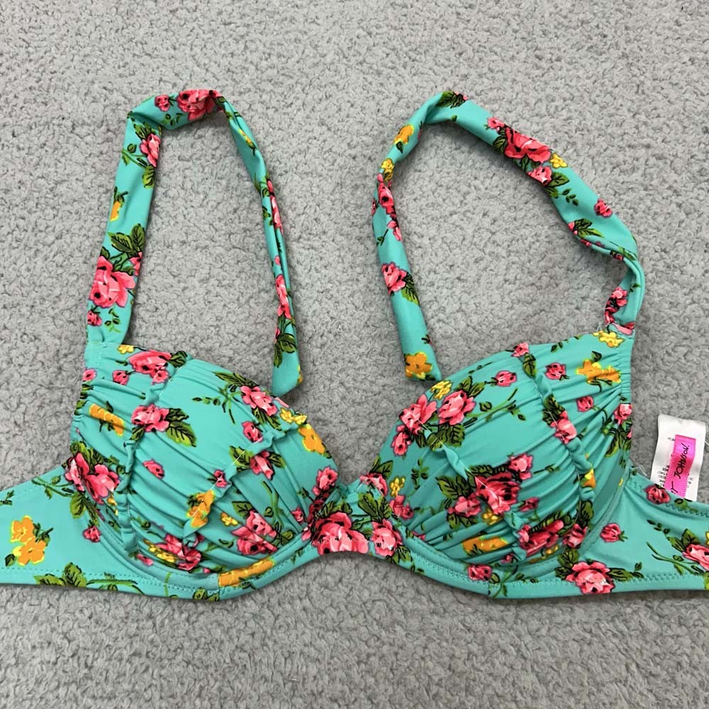 Betsey Johnson Swim Bikini Top Womens Size Small Beach Swimwear Floral