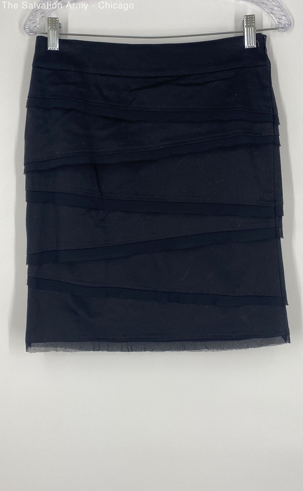 White House Black Market Womens Black Side Zip Straight & Pencil Skirt Size 0