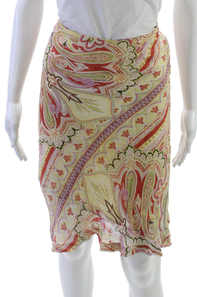 Etro Women Silk Paisley A-Line Skirt Multicolor Knee Length Zip Size 44Free Shipping in US $100+ Orders | $6.95 Orders Below