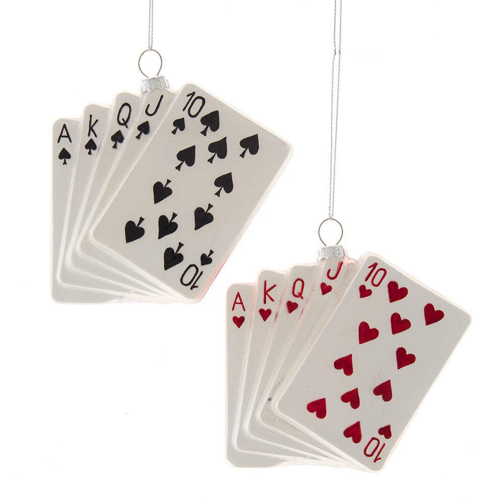 Wonderland Playing Cards Glass Ornaments 4.5