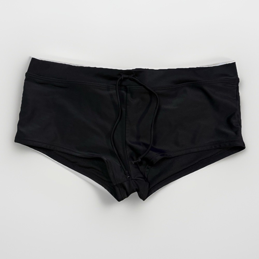 Arizona Jean Company Women's Size L Swim Bottoms Black Front Tie Boy-Shorts