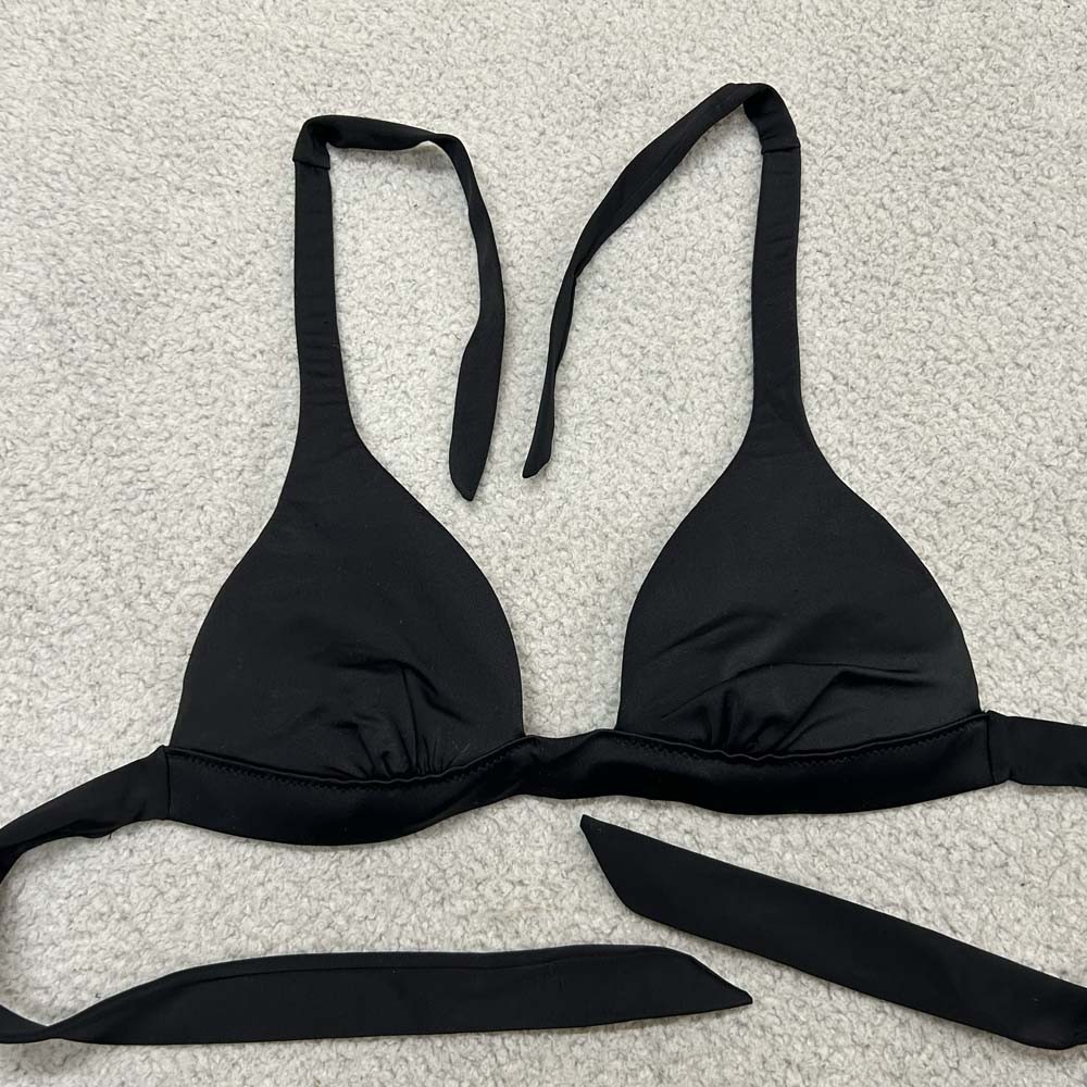 Victoria Secret Swim Triangle Womens Size Small Beach Swimwear Black Bikini Top