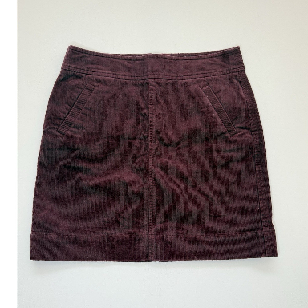 LOFT Women's Purple Solid A-Line Corduroy Mini Skirt Size 2 Back Zip Pockets
