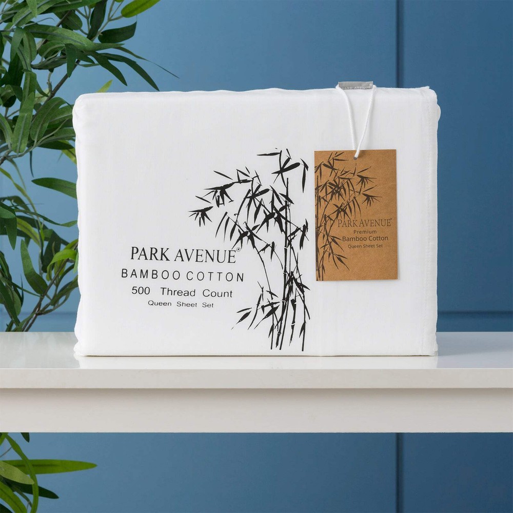 NNEDSZ 500TC Bamboo Cotton White Sheet Set by Park Avenue