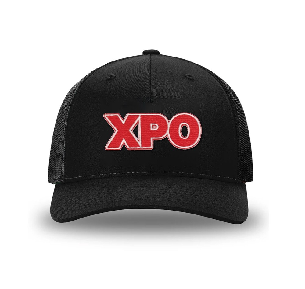 XPO LOGISTICS SNAP BACK TRUCKER HAT W/CUSTOM LETTERS PATCH *BLACK HAT*-image