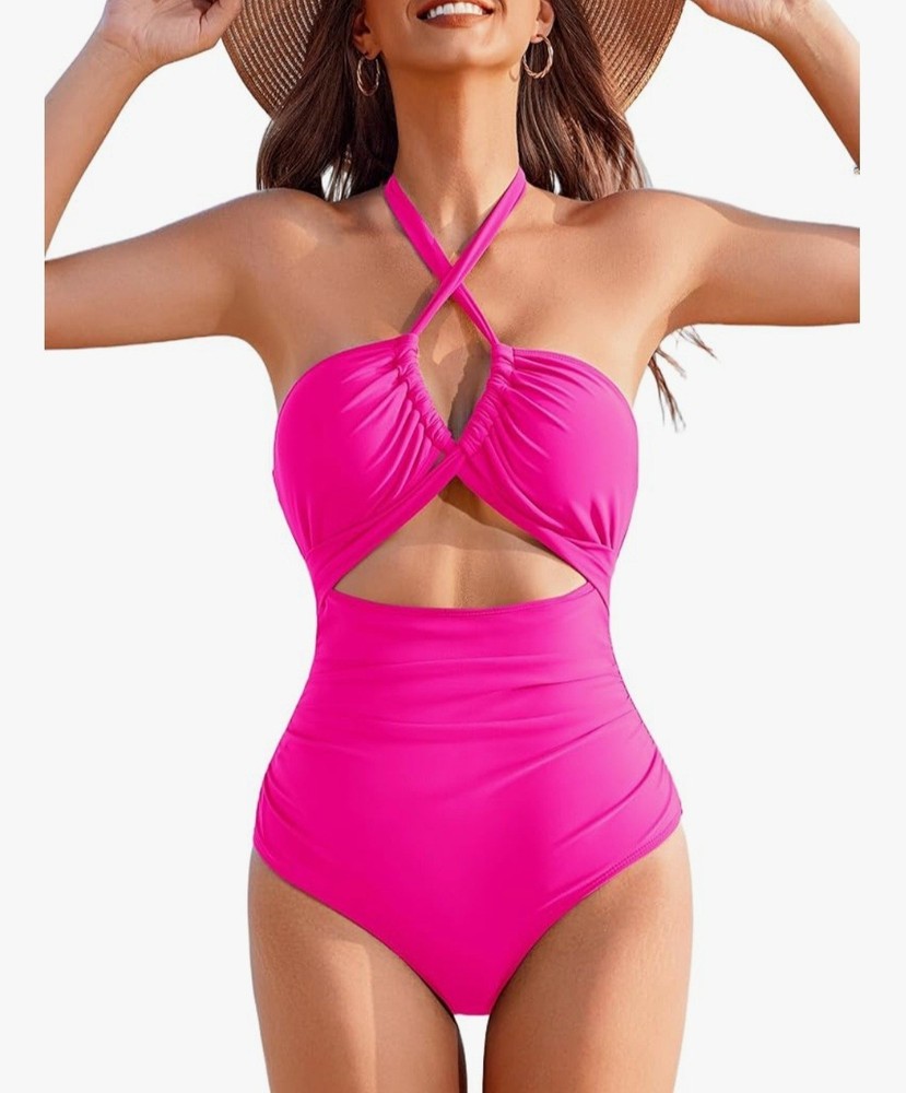 TEMPT ME Women's One Piece Swimsuit Sexy Cutout Bathing Suit Tummy Control Sz M