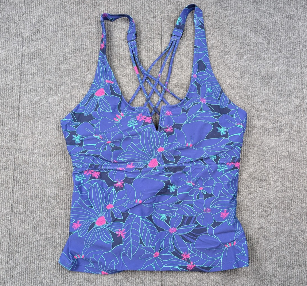Title Nine Tankini Swimsuit Womens 36D Top Strappy Floral Resort Beach Vacation