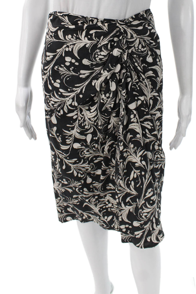 Isabel Marant Etoile Womens Wrap Floral Viscose Knee Length Skirt Black Size 36Free Shipping in US $100+ Orders | $6.95 Orders Below