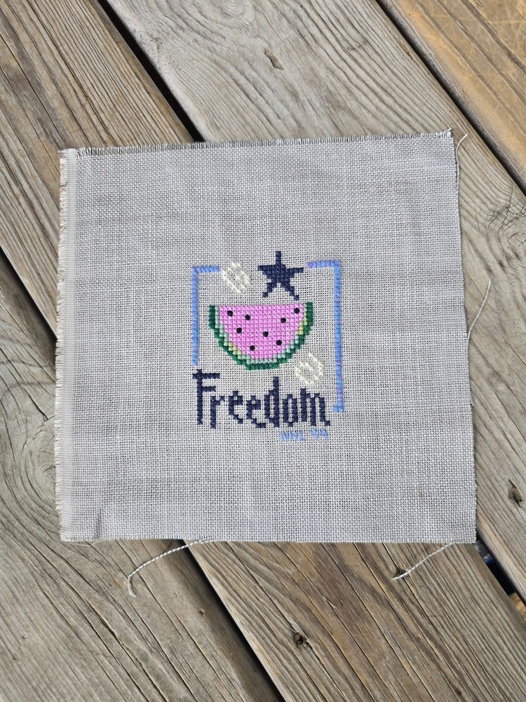 Lizzie Kate - Flip-It-Stamp July (Freedom - Pink Watermelon) - Completed Cross S