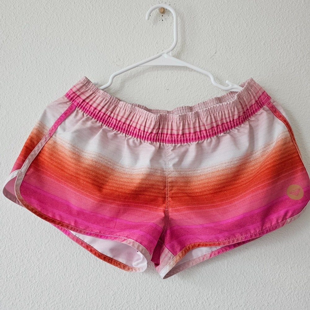 Roxy Women’s Board Shorts M Pink Orange Ombre Swim Trunks Pocket Surf Beachwear