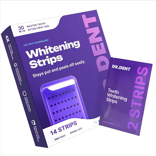 DR.DENT Purple Whitening Strips | Peroxide Free Gentle Teeth Whitening – 14 Ct