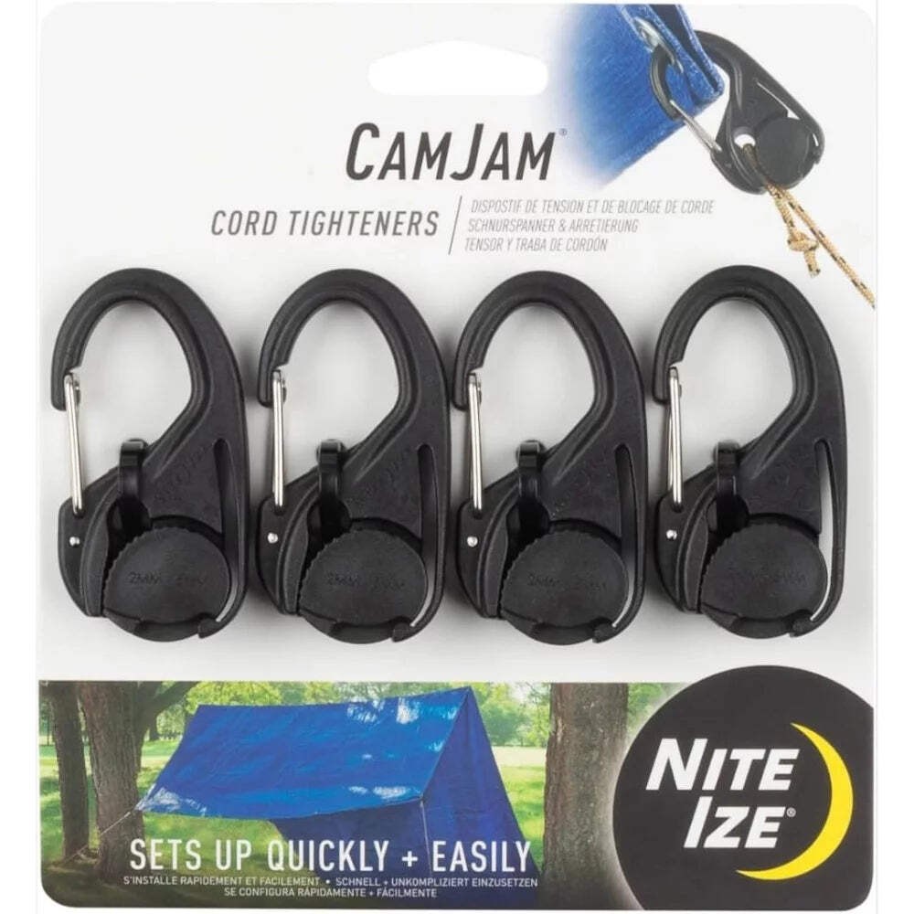 Nite Ize CamJam Cord Tightener - Tie Down Rope Tightener with Carabiner Clip - L