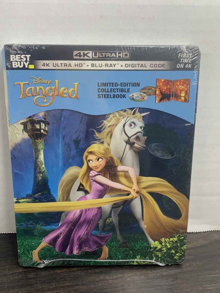Disney Tangled 4K + Blu-ray + Digital Code Steelbook Best Buy New Sealed