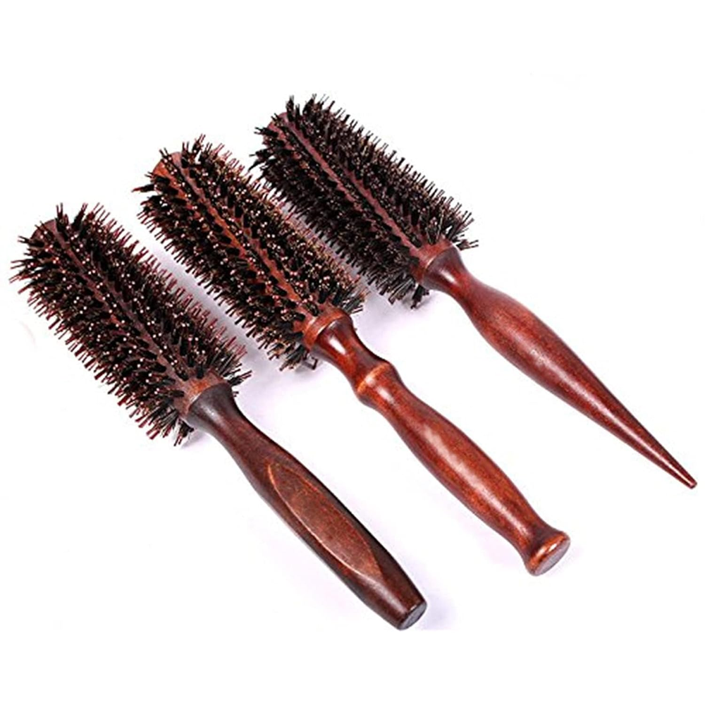 3-In-1 Premium Brush Set for Women & Men: Natural Boar Bristle round Hair Brush,