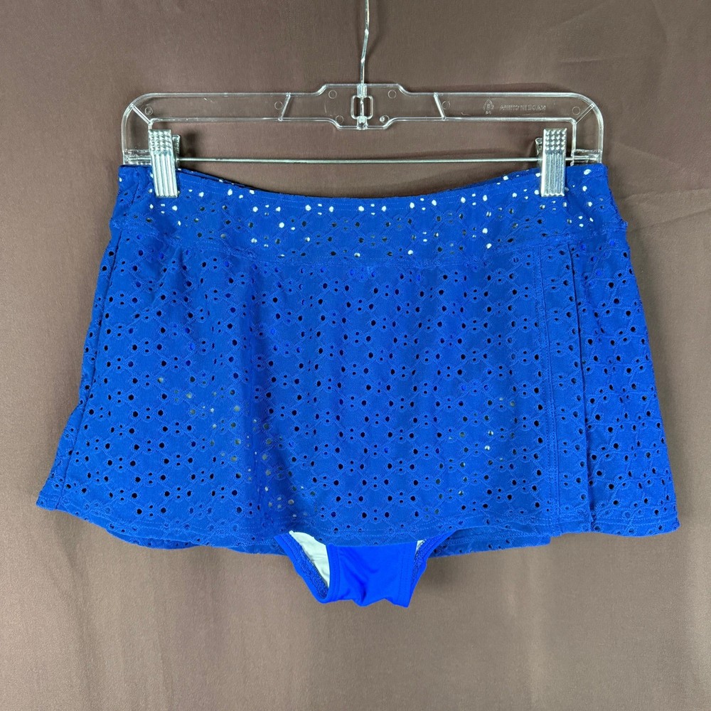 Lands' End Women's S Cobalt Blue Mini Skirt Swim Tummy Control Bottoms