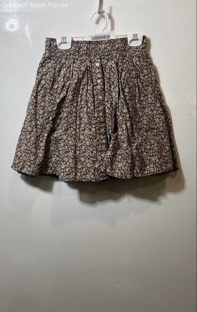 Forever 21 Womens Brown Floral Print Elastic Waist Mini Skirt Size Small