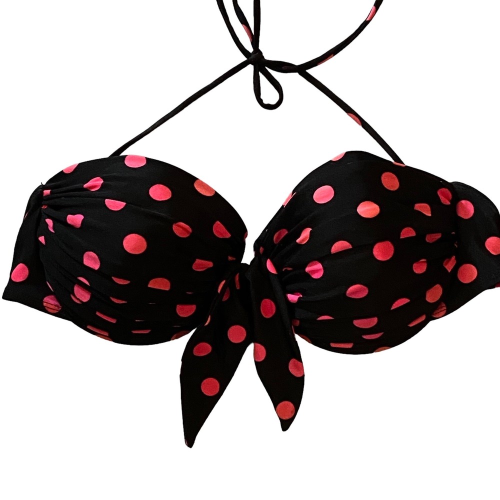 LaBlanca Bikini Top Size 14 Black With Pink Polka Dots Underwire