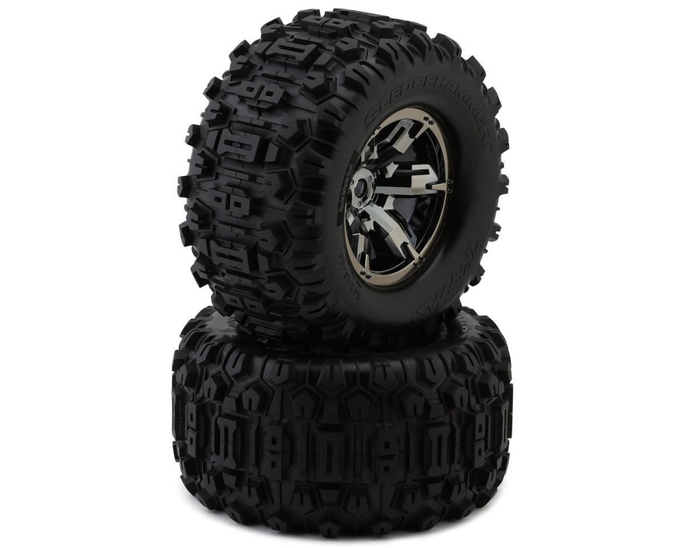 Traxxas X-Maxx/XRT Pre-Mounted Sledgehammer Belted Tires (Chrome) (2) [TRA7871X]