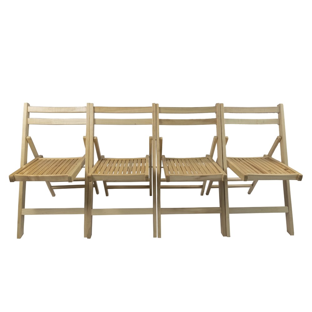 Folding Wood Slat Chairs Set of 4 Portable Event Seating Furniture