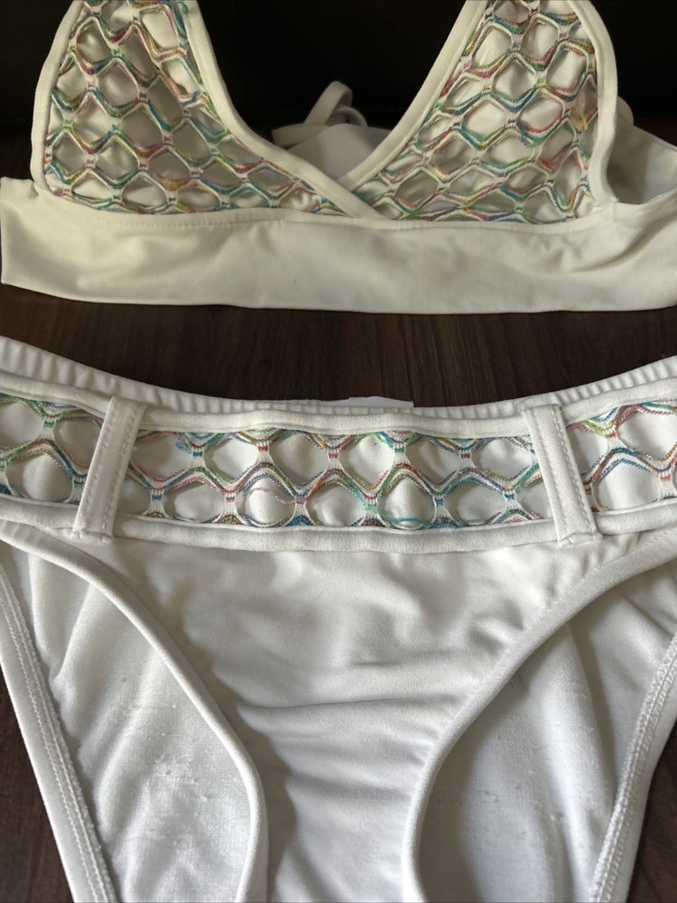 Becca Two Piece Swim Suit - Extra Small - W/hite with Belt