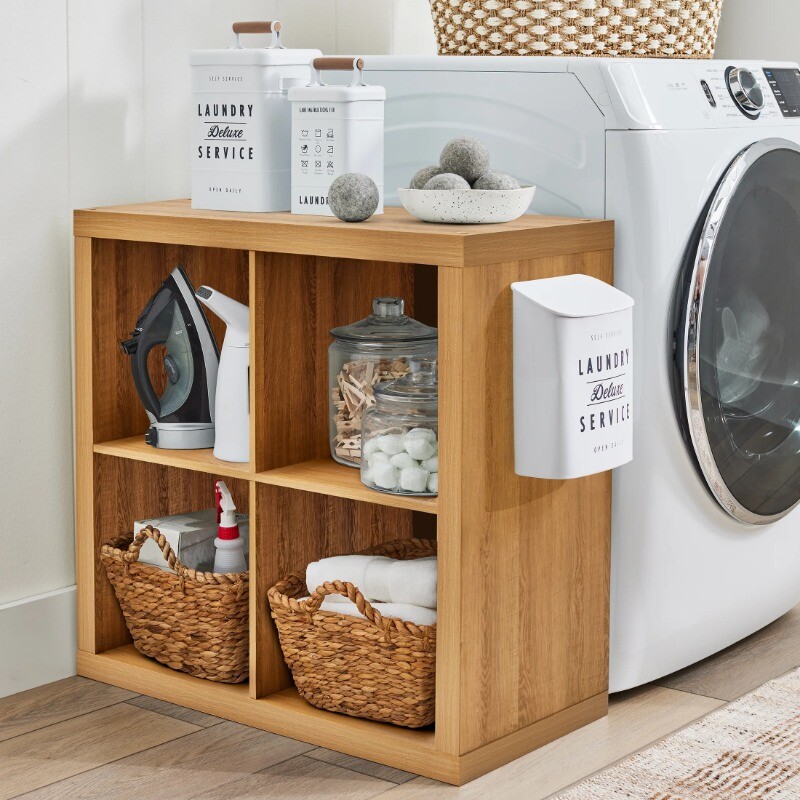 Better Homes & Gardens 4-Cube Storage Organizer, Light Honey