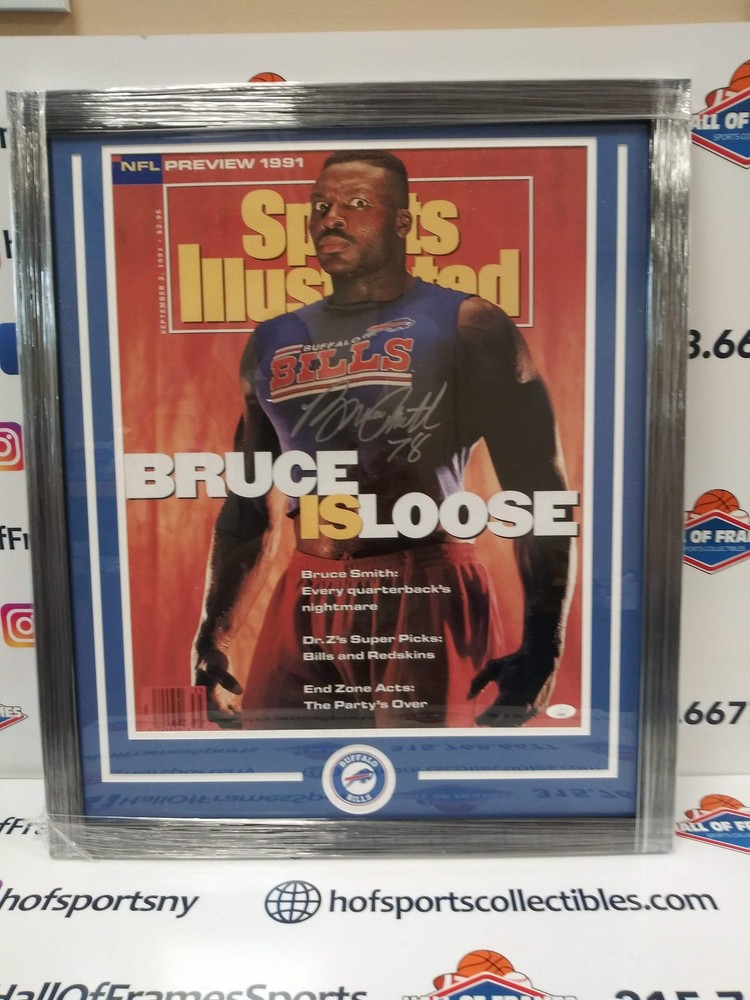 Bruce Smith Signed Buffalo Bills Si Cover Framed 16X20 - Jsa Coa