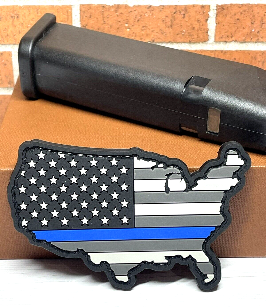 United States Map PVC Patch, Tactical Morale Police Thin Blue Line Flag Patch